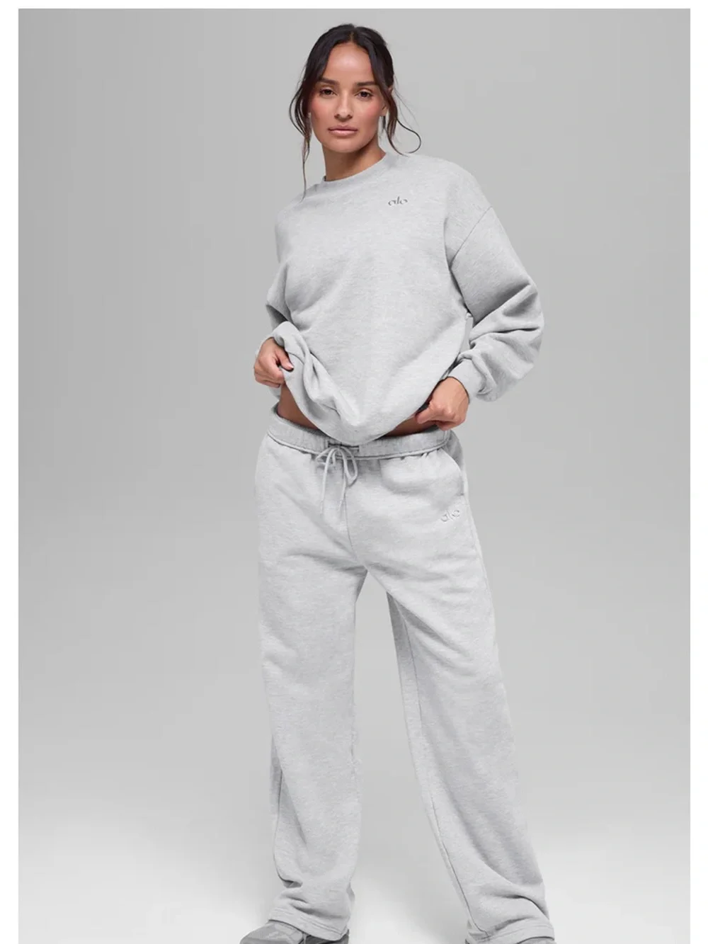 Alo Grey Accolade Crewneck Sweatshirt- NEW